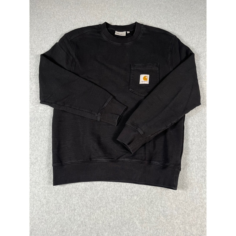 Carhartt WIP Mens Pocket Sweatshirt Black Faded Crewneck Pullover I027681 Size M